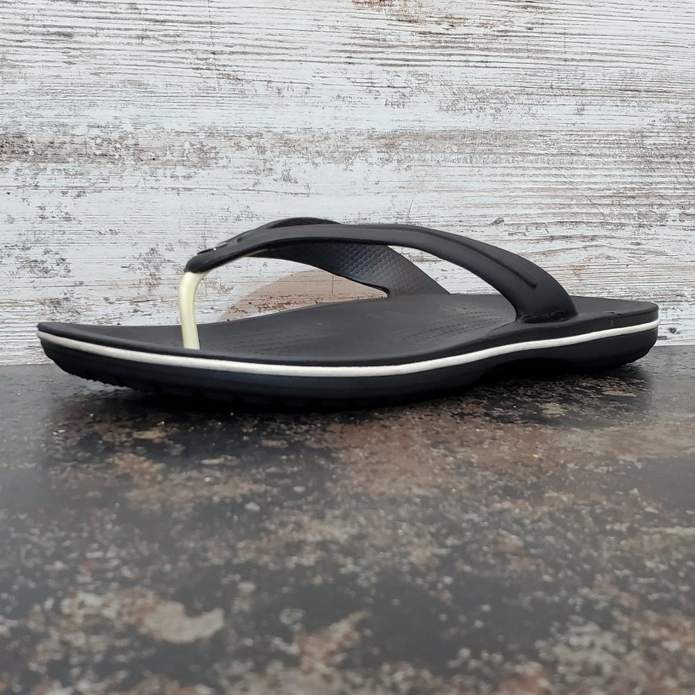 Mens Crocs Crocband Sandals Shoes Sz 13 M Used 11033 Black White Flip Flops Slid